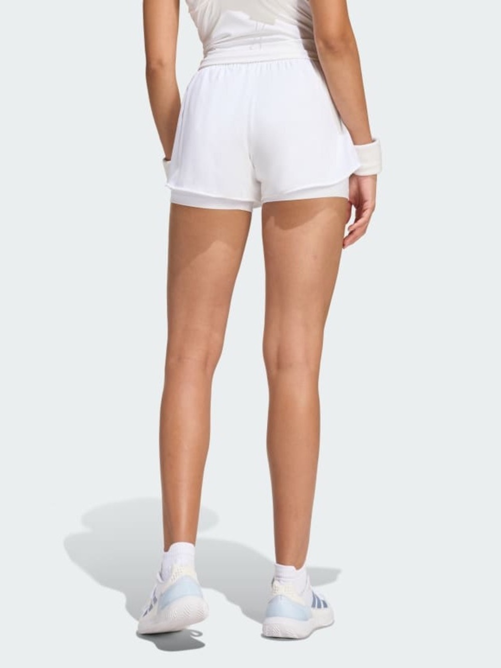 adidas White Athletic Tennis Shorts with Black Logo - Picture 2 of 5